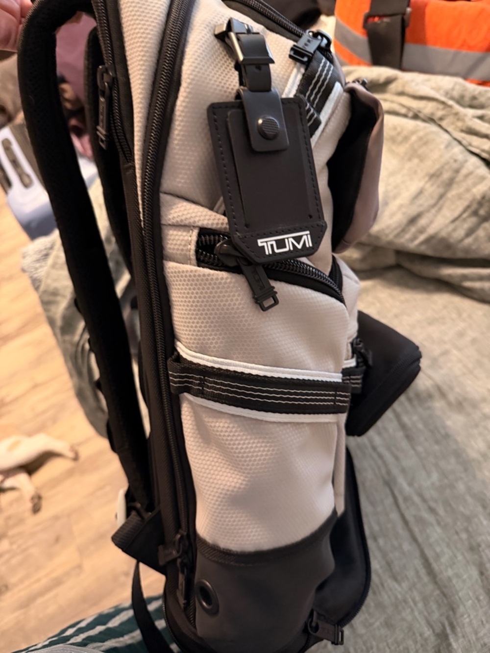 Tumi Men's Beige and Taupe Multi-Pocket Backpack - Picture 4 of 7